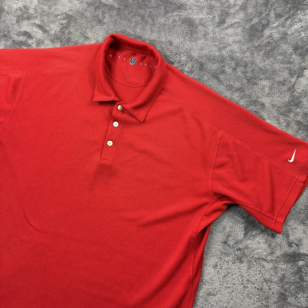 Nike Golf Polo Shirt Mens Extra Large Red Dri-Fit Performance Athletic Swoosh